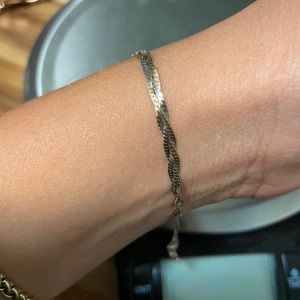 Rose yellow and white 10k braided bracelet